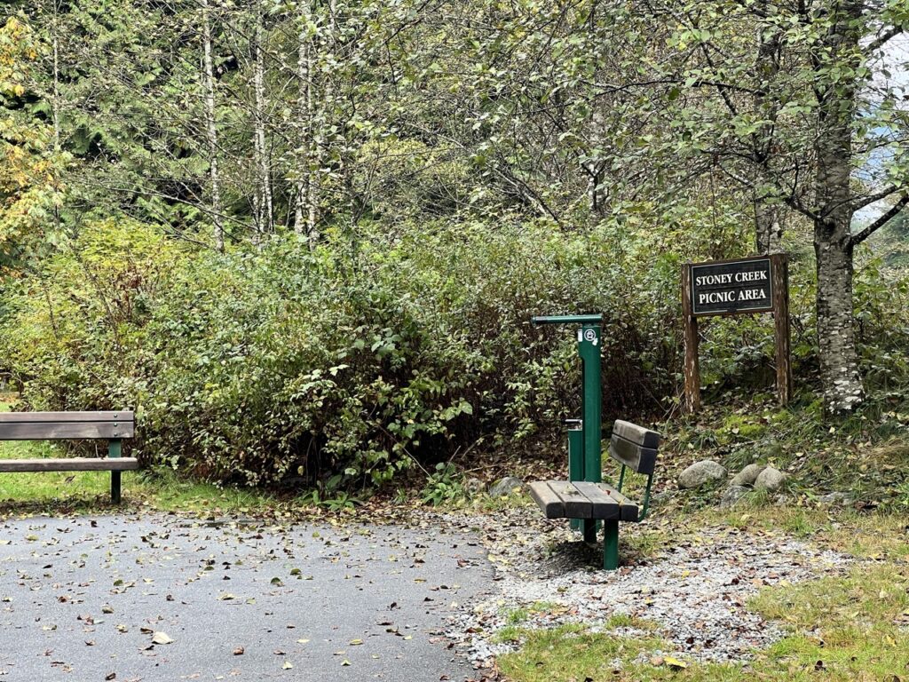 Picnic area with benches along Seymour Valley Trailway