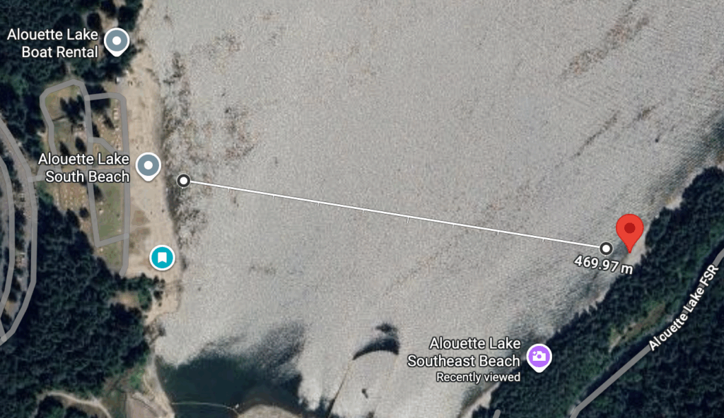 Exact location of the landing beach at Golden Ears East Beach Campground